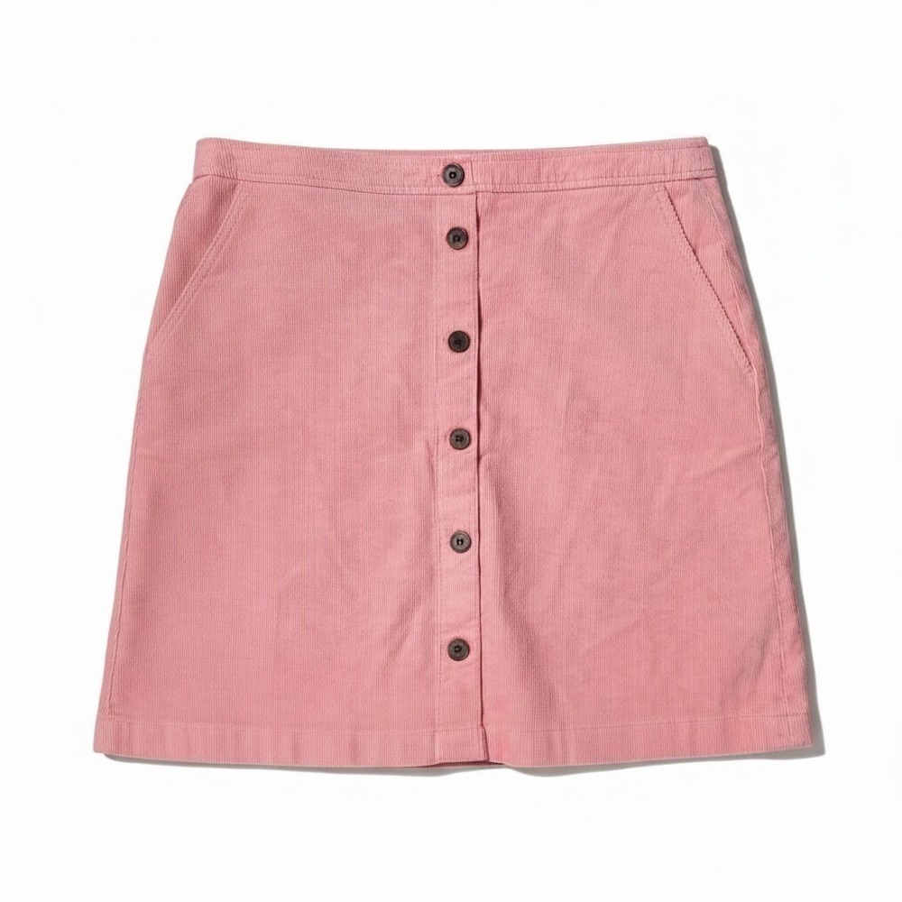NWT J. Crew Skirt Size 10 Coral Pink Corduroy Pockets Button Accent A-Line Y2K